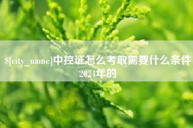 河池中控证怎么考取需要什么条件2024年的